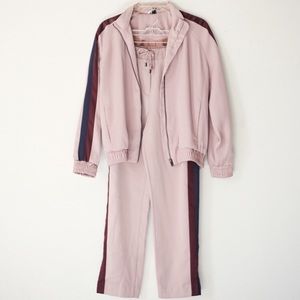 Topshop pink satin tracksuit pants jacket outfit 2